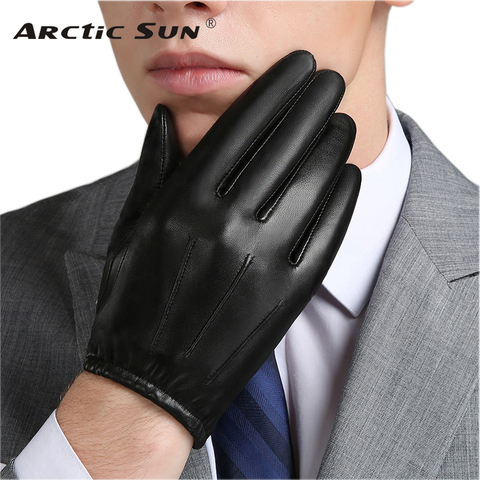 Genuine Leather Men Gloves Autumn Winter Plus Thin Velvet Fashion