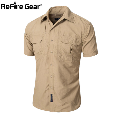 Summer Men Short Sleeve Military Shirt Lightweight Army Tactical Cargo Shirts Casual Brand Clothing Breathable Quick Dry Shirt ► Photo 1/6