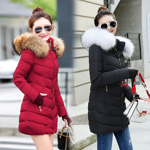 winter jacket women female coat 2022 woman parka long sleeve hood Slim keep Warm Fur collar white manteau femme hiver ► Photo 1/6