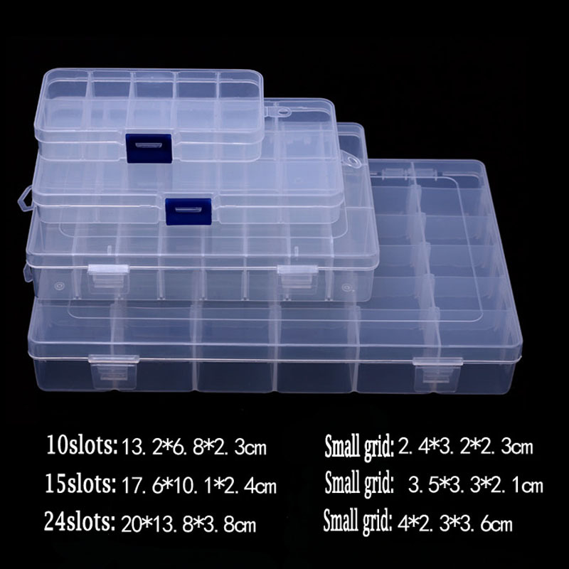 Plastic 15Slots Adjustable Jewelry Storage Box Case Craft Organizer Bead  Holder