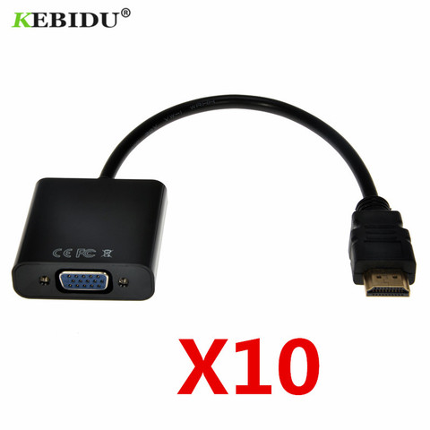 Kebidu 10PCS HDMI to VGA Cable Adapter Converter Male To Female Built-in Chipset up to 1080p For XBOX 360 for PS3 Playstation ► Photo 1/6