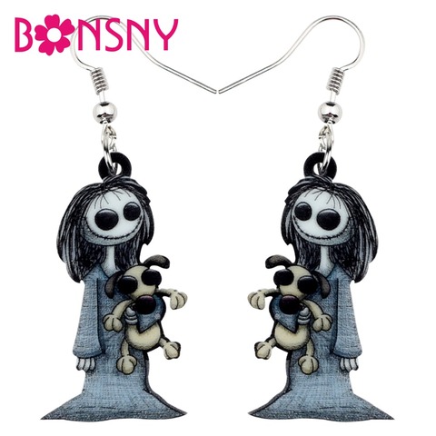 Bonsny Acrylic Halloween Dark Smile Doll Toy Earrings Dangle Drop Hoops Ghost Jewelry For Women Girl Party Costumes Charms Gift ► Photo 1/5