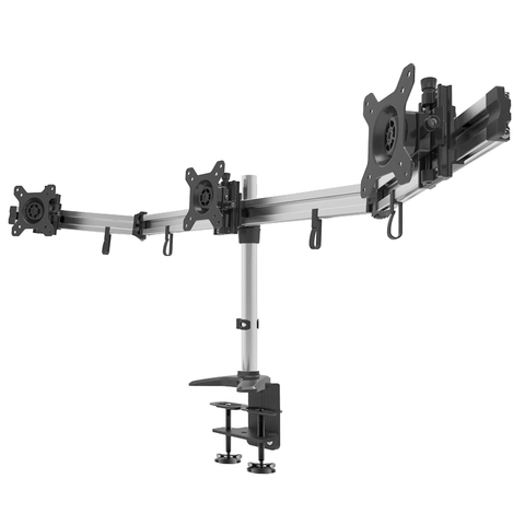 Aluminum Alloy Desktop Clamping/Grommet Triple Display Monitor Holder Bracket Full Motion Three Screen Monitor Mount ► Photo 1/1