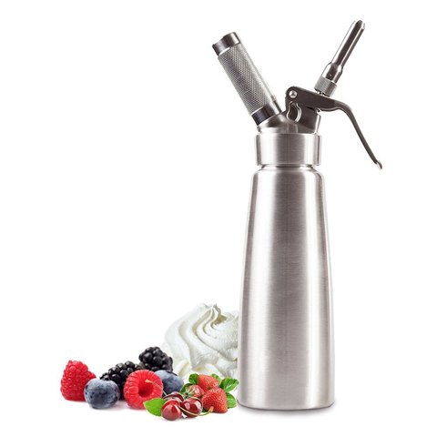 Military Grade Stainless Steel 500ml Whipped Cream Dispenser/Cream Whipper with 3 Decorating Nozzles,Cartridge Holder,Silver(284 ► Photo 1/6
