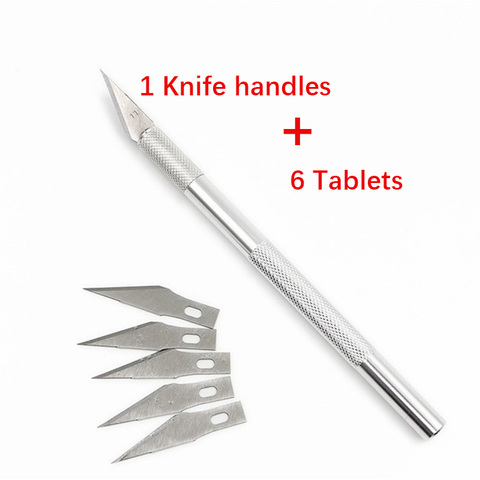 1 Set Metal Handle Scalpel Blade Knife Wood Paper Cutter Craft Pen Engraving Cutting Supplies DIY Stationery Utility Knife ► Photo 1/5