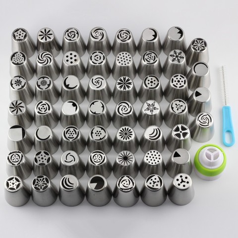 Mujiang 55 Pcs / Set Stainless Steel Russian Tulip Icing Piping Nozzles Pastry Tips Cake Decorating Tools for the Kitchen Baking ► Photo 1/6