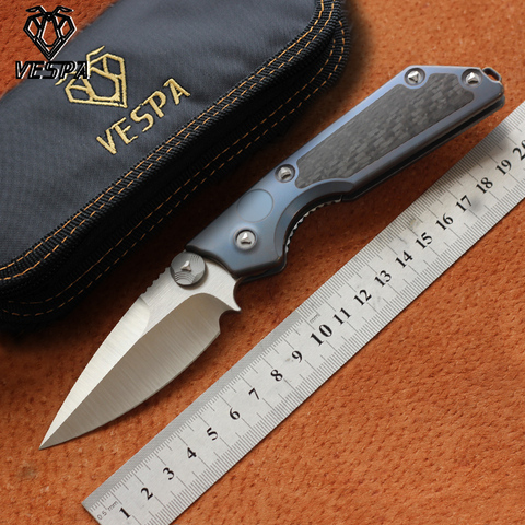 VESPA Version MSG-2 knife Blade:M390 Handle:TC4+CF,outdoor camping hunting survival pocket kitchen fruit knife EDC tool knives ► Photo 1/1