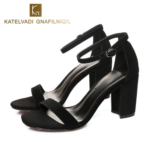 KATELVADI Shoes Women Black Gladiator Sandals Women Summer Sandals Ankle Strap 8CM High Heels Female Shoes Sandals Women K-317 ► Photo 1/1