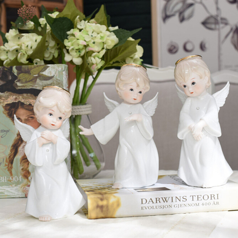 European Ceramic Figure Angel Gril Decoration Lovely Crafts Livingroom Ornaments Home Furnishing Creative Wedding Christmas Gift ► Photo 1/1