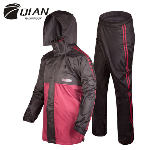 QIAN RAINPROOF Professional Adult Outdoor Rainsuit Hidden Rainhat Fashionable Multi-functional Thicker Raincoat High Quality ► Photo 1/6
