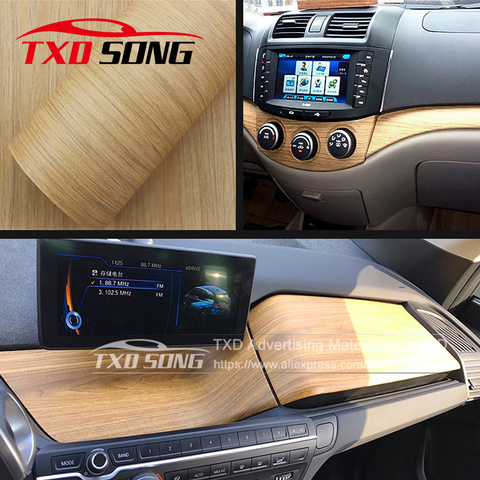 W1391 wood grain vinyl sticker decal roll car interior DIY film wrap self adhesive pvc carbon car decoration 10/20/30/40/50/60CM ► Photo 1/6