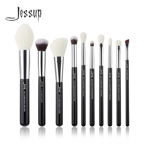 Jessup Black/Silver Professional Makeup Brushes Set Beauty tools Make up Brush Cosmetic Foundation Powder Definer Shader Liner ► Photo 1/4