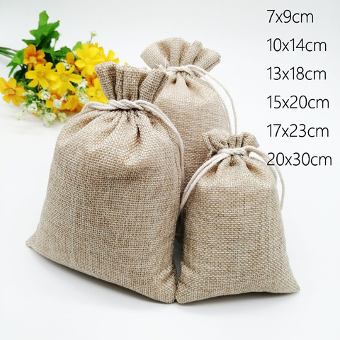 10pcs Jute Linen Bags For Jewelry Display Drawstring Pouch Gift Box Packaging Bags For Gift Bag Wedding/Christmas Burlap Bag Diy ► Photo 1/6