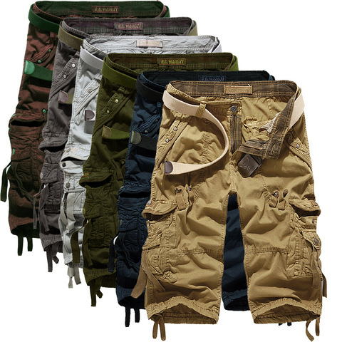 Summer Cargo Shorts Men Casual Workout Military Men's Shorts Multi-pocket Calf-length Short Pants Men ( Belt is not included ) ► Photo 1/6