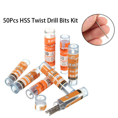 50Pcs HSS Micro Metric Twist Drill Bit Set Metal Wood Plastic Aluminum Drilling Woodworking 0.6mm/0.8mm/1mm/1.5mm/2mm Kit ► Photo 1/6