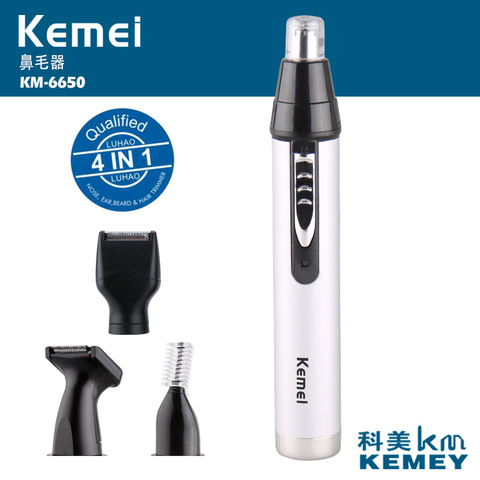 T143 kemei 4 in 1 electric nose trimmer rechargeable men's ear nose hair cutter women face care beard shaver for nose & ear ► Photo 1/6