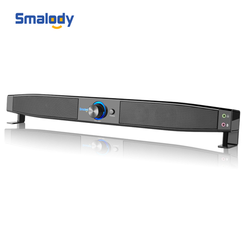 Smalody Soundbar USB Powered Speakers Home Theater 5W Stereo Subwoofer w/ Microphone Headphone Jack Support LINE IN Music Play ► Photo 1/6