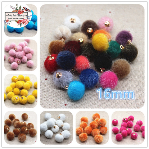 20pcs mix color hairy Fabric Covered round bead ball pendant Home Garden Crafts Cabochon Scrapbooking DIY 16mm ► Photo 1/6