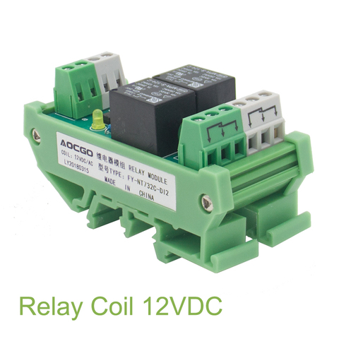 2 channel T73 AC/DC 12V DIN Rail Mount Relay Module ► Photo 1/5