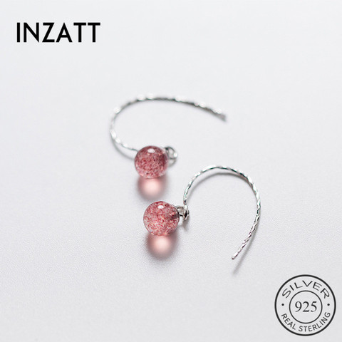 INZATT Romantic Elegant Charm 925 Sterling Silver Round Strawberry Quartz Drop Earrings 2022 Fine Jewelry For Women Party Gift ► Photo 1/6