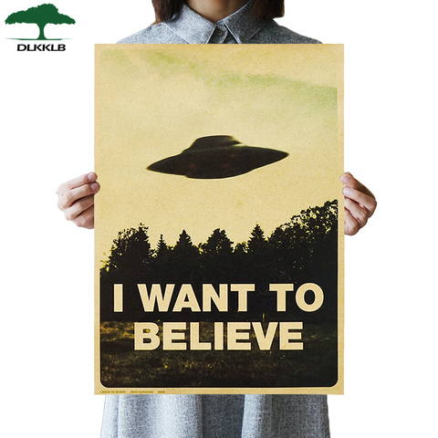 DLKKLB Vintage Classic Movie The Poster I Want To Believe Poster Bar Cafe Home Kraft Paper Decorative paintings Wall Sticker ► Photo 1/2
