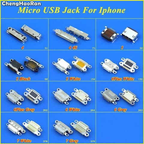 ChengHaoRan DC Power Jack for iPhone 4 4G 4S 5 5G 6 6Plus 6S 7 7G 7P 8 8P X Charging Port Female Socket Micro USB Connector Plug ► Photo 1/2