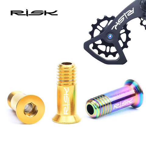 RISK 2pcs M5*14.2 Bicycle Guide Wheel Bolts Hollow Titanium Alloy Bike  Rear Derailleur Fixed Screws Cycling Jockey Wheel Bolt ► Photo 1/6