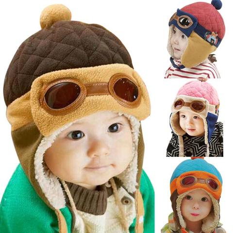 Winter Warm Baby Hats 4 colors Infant Toddlers Boys Girls Beanies&Beanies Pilot Caps Eargflap Hat baby Pilot Winter Warm Cap ► Photo 1/6