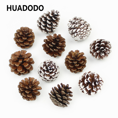 HUADODO 6Pieces 2cm-5cm Natural Pine Cones Dried Flowers Pinecone For New Year Christmas Decoration DIY Garland Wreath ► Photo 1/5