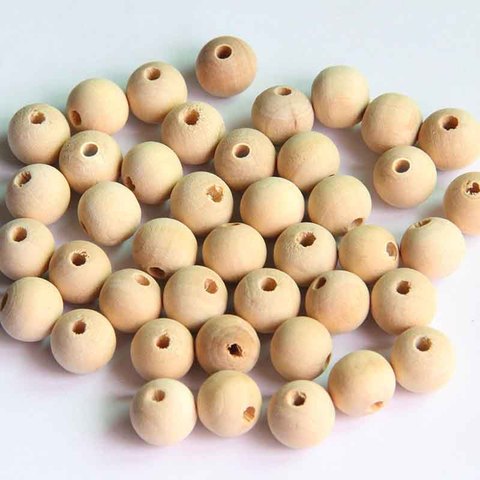100PCS NATURAL WOOD ROUND BALL SPACER BEADS DIY CRAFT JEWELRY DECORATION NICE