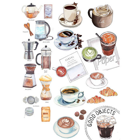 2 pcs/lot Cafe Trivia Coffee Items Deco DIY Planner Sticker Pack