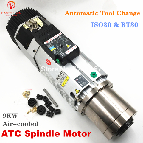 9Kw 380V/220V ATC Spindle Motor 6.4Nm 22A Long Head ISO30 & BT30 12000~24000rpm ATC Spindle CNC Machine ► Photo 1/1