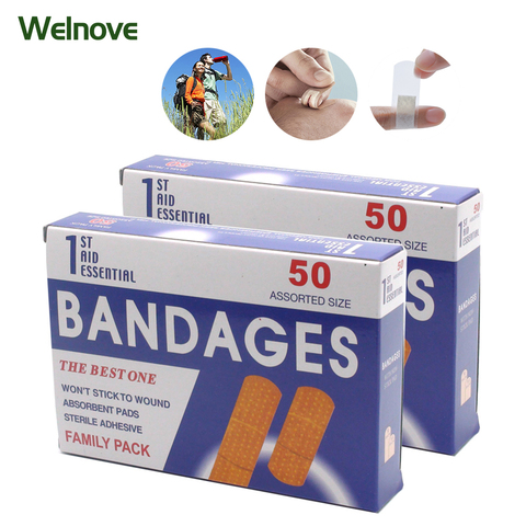 100pcs/2Box First aid bandage hemostatic medical disposable waterproof Band-Aid with a sterile gauze pad first aid Z13402 ► Photo 1/6