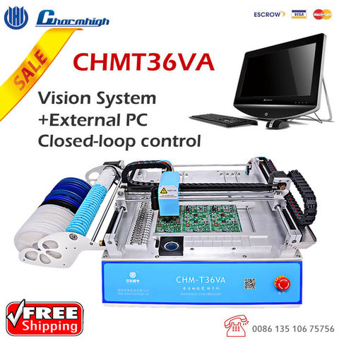 Charmhigh CHM-T36VA 2 cameras 29 feeders Desktop Pick and Place Machine chmt36va, Closed-loop control, 0402-5050,SOP,QFN,TQFP.. ► Photo 1/6