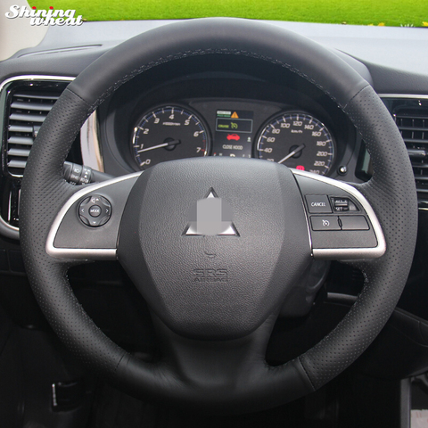 Shining wheat Hand-stitched Black Artificial leather Steering Wheel Cover for Mitsubishi Outlander 2013 2014 Mirage 2014 ASX ► Photo 1/4