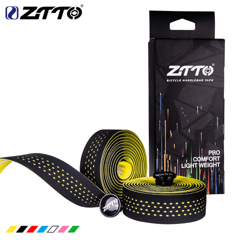 ZTTO Road Bike Bar Tape High Quality Vibration Damping Anti-Vibration EVA PU Handlebar Bar Tape Colorful Wrap +2 Bar Plug ► Photo 1/6