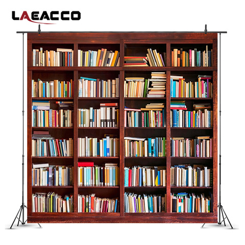 Laeacco Library Bookshelf Books Photography Backgrounds Photo Backdrops Study Room Decor Photophone Portrait Photozone Photocall ► Photo 1/6