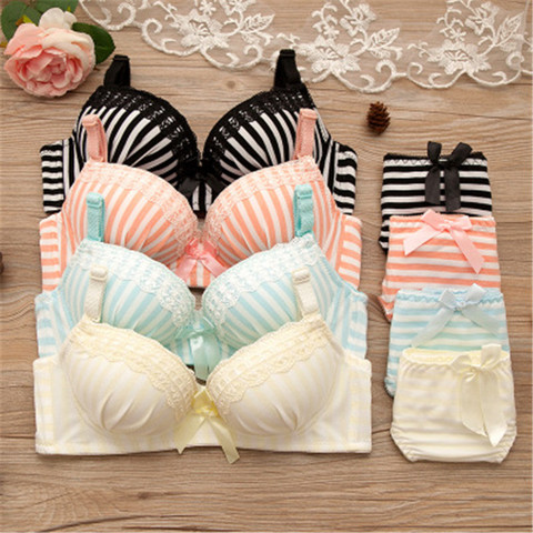 New 2022 Girls Underwear Sets Bras For Kids Small Sports Training Push Up Bra Striped Girls Bra Set Without Rims Under ► Photo 1/1