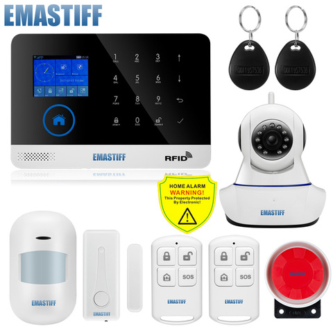 Wireless SIM GSM Home RFID Burglar Security LCD Touch Keyboard WIFI GSM Alarm System Sensor kit English,Russian,Spanish Voice ► Photo 1/6