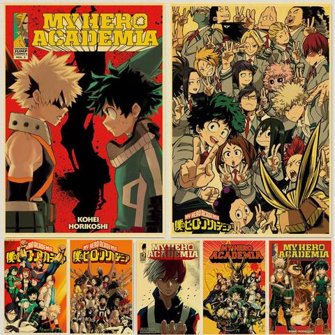 Janpnese Anime  My Hero Academia retro posters kraft wall paper High Quality Painting For Home Decor wall stickers ► Photo 1/6