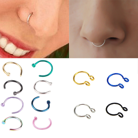 1pcs U Shaped Fake Nose Ring Hoop Septum Rings Stainless Steel Nose Piercing Fake Piercing Oreja Pircing Jewelry ► Photo 1/6