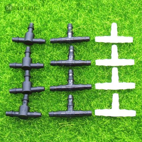 MUCIAKIE 3 Types 50PCS 4mm Barb Tee Connector Black White Garden Micro Drip Irrigation Water Coulping Tee Adaptor ► Photo 1/4