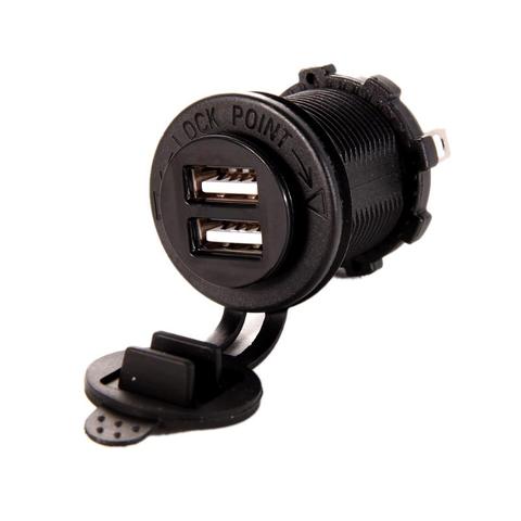 12V Motorcycle Dual USB Charger Panel Mount Charging Socket Outlet Moto Car Mobile Phone GPS Charger Adapter ► Photo 1/6