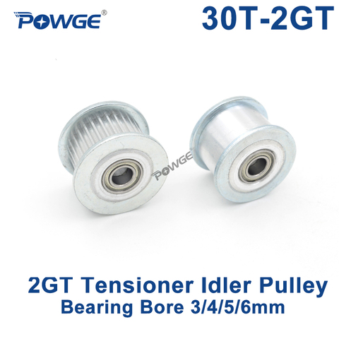 POWGE 2GT 30 Teeth Idler Timing Pulley synchronous Wheel Bore 3/4/5/6mm with Bearing for Width 6/10MM GT2 open belt 30T 30Teeth ► Photo 1/6