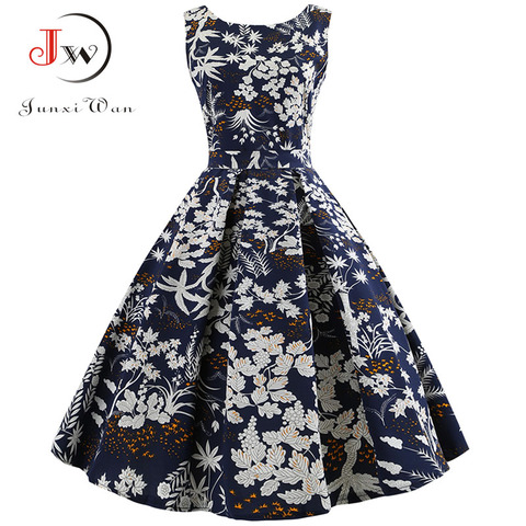 Summer Women Striped Print Dress Sexy Work Office Party Dresses Casual Floral Vintage Pin up Dress Elegant Midi Sundress ► Photo 1/6
