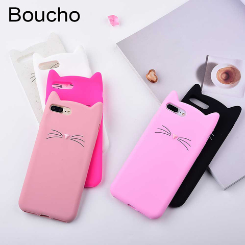 Soft Silicone Phone Cases For Iphone 11 pro Max X 6 6s 7 8 Plus XS MAX XR 3D Cartoon Cat Pattern Cover For iphone 5 5S SE Case ► Photo 1/6