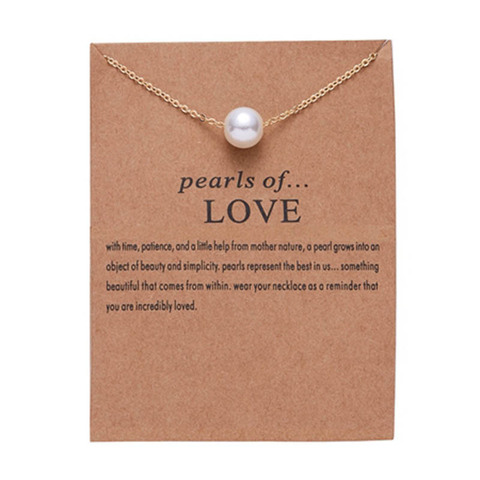 Hot Sale Imitation Pearl of Love Gold-Color Pendant Necklaces Clavicle Chains necklace Fashion Chain Necklace Women Jewelry ► Photo 1/5