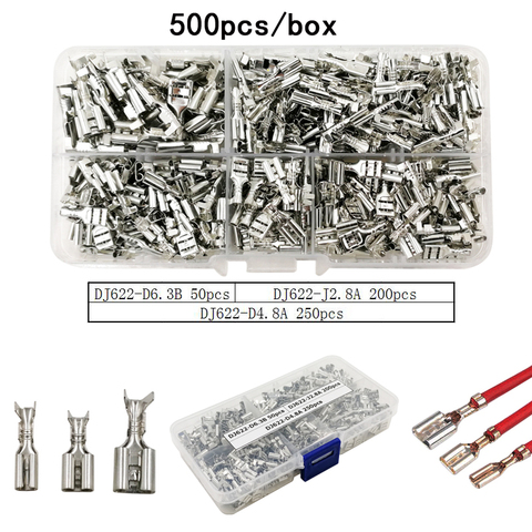 500pcs/box DJ622-J2.8A/D4.8A/D6.3B insert spring single crimper terminals connectors cooperate  SN-48B plier for 0.5-2.5mm2 wire ► Photo 1/5