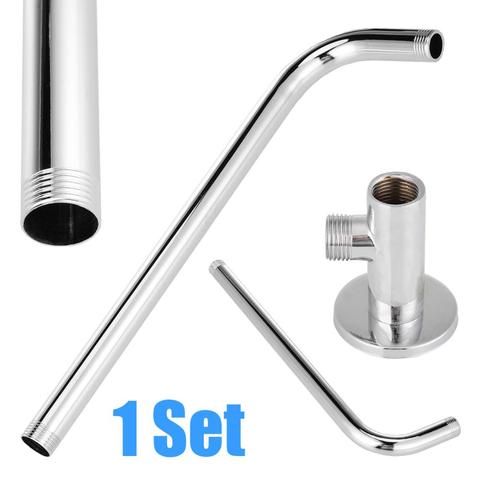 Mayitr Chromed Plated Shower Head Extension Arm Kit Silver Wall Mounted Shower Arm Mount Base for Home Bathroom Hardware ► Photo 1/6