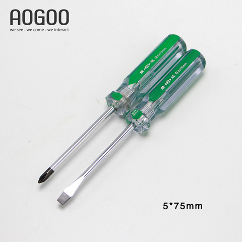5*75mm 2Pcs/Lot Long and Hardness Screwdriver Tools Cross & Slotted Professional Industrial Tools ► Photo 1/1